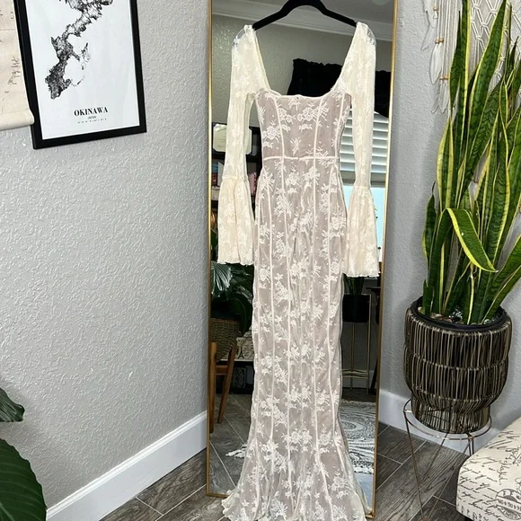 chinese dress ladies HOUSE OF CB Delilah Long Sleeve Lace Maxi Dress  Luxe by Kan